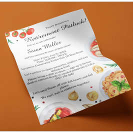Uitnodiging voor potluck bij pensionering flyer