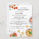 Uitnodiging voor potluck bij pensioneringsfeestje (Voorkant)