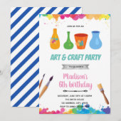 Uitnodiging voor pottenbakkerij kunstschilderfeest (Voorkant / Achterkant)