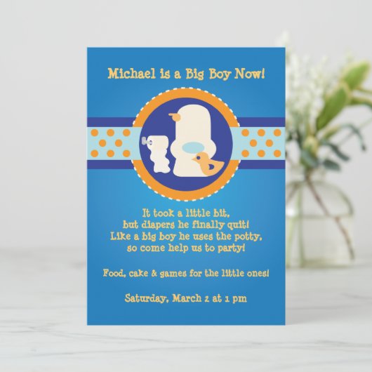 Uitnodiging voor Potty Training Party (Staand voorkant)