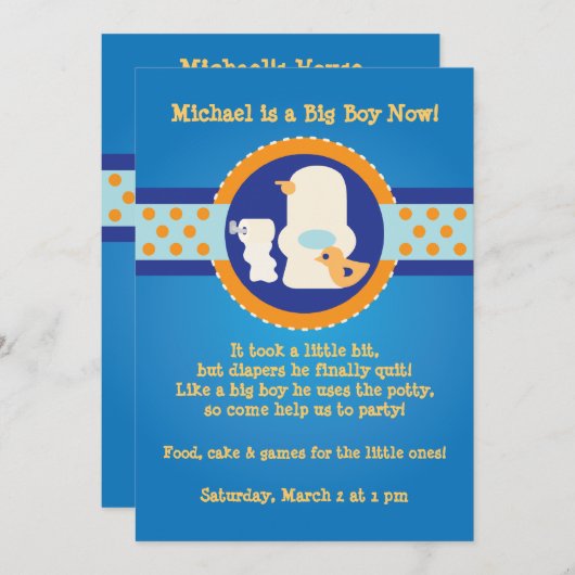 Uitnodiging voor Potty Training Party (Voorkant / Achterkant)
