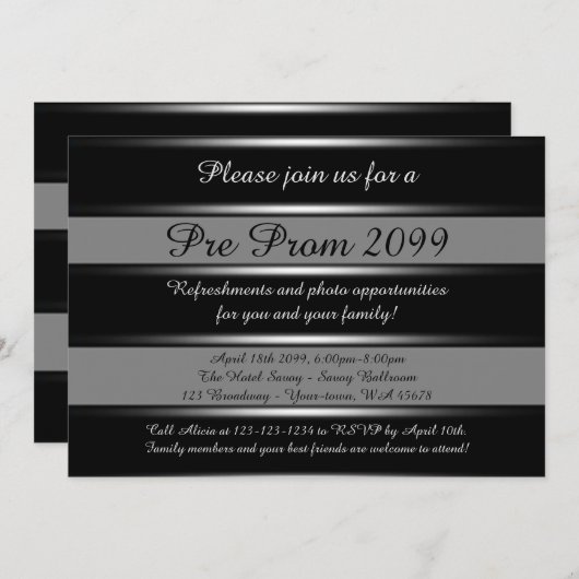 Uitnodiging voor Pre-Prom, Pre Prom, Quinceanera,  (Voorkant / Achterkant)