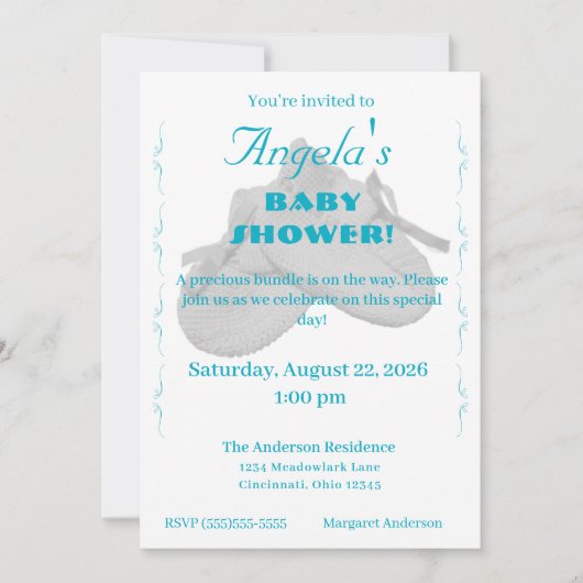 Uitnodiging voor 'Precious Bundle Boy' baby shower (Voorkant)