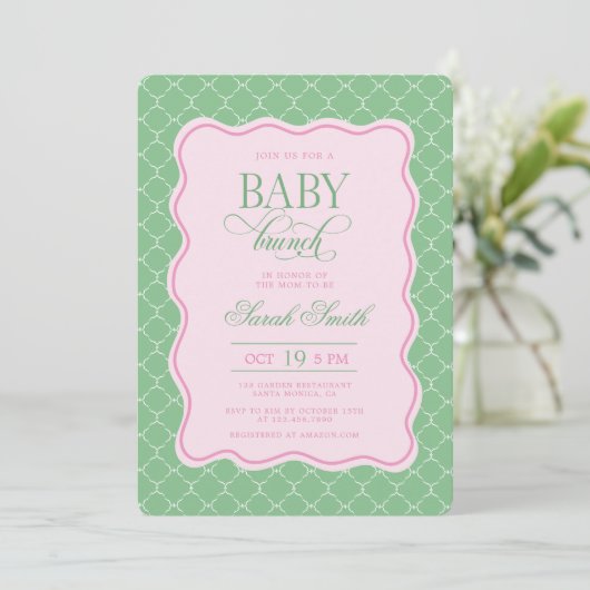 Uitnodiging voor Preppy Baby Brunch (Staand voorkant)