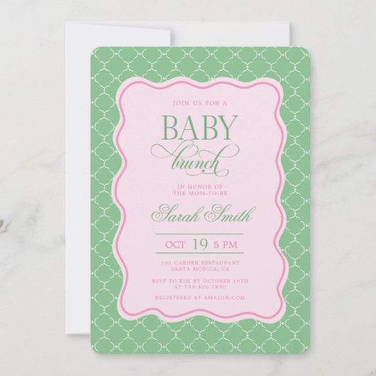 Uitnodiging voor Preppy Baby Brunch (Voorkant)