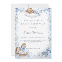 Uitnodiging voor preppy beer baby shower voor jong