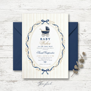Uitnodiging voor Preppy Charm Baby Carriage Baby S