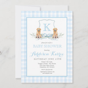 Uitnodiging voor Preppy-hond Gingham Crest-babysho