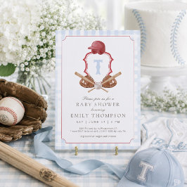 Uitnodiging voor Preppy-honkbal Crest-babyfeestje