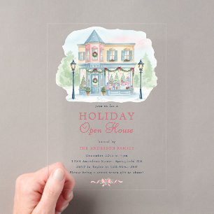 Uitnodiging voor Preppy Watercolor Holiday Open Ho