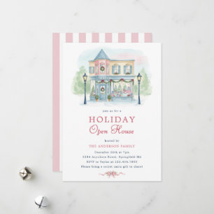 Uitnodiging voor Preppy Watercolor Holiday Open Ho