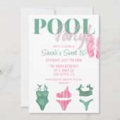 Uitnodiging voor Preppy Zwembadfeest (Voorkant)