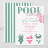 Uitnodiging voor Preppy Zwembadfeest (Voorkant / Achterkant)