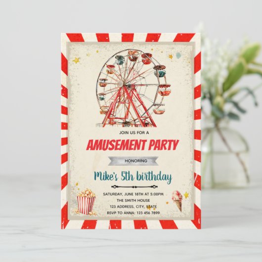 Uitnodiging voor pretpark (Staand voorkant)