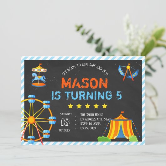 Uitnodiging voor pretpark (Staand voorkant)