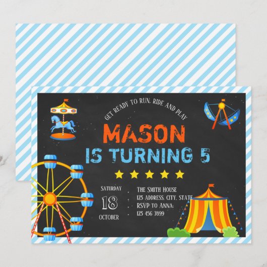 Uitnodiging voor pretpark (Voorkant / Achterkant)