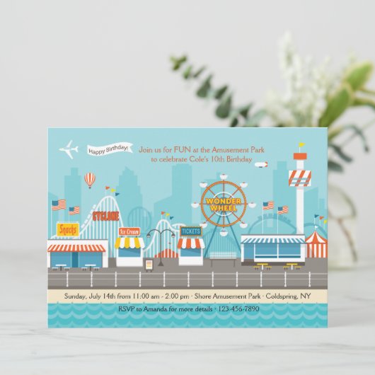 Uitnodiging voor pretpark (Staand voorkant)