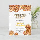 Uitnodiging voor pretzel-feestje  (Staand voorkant)