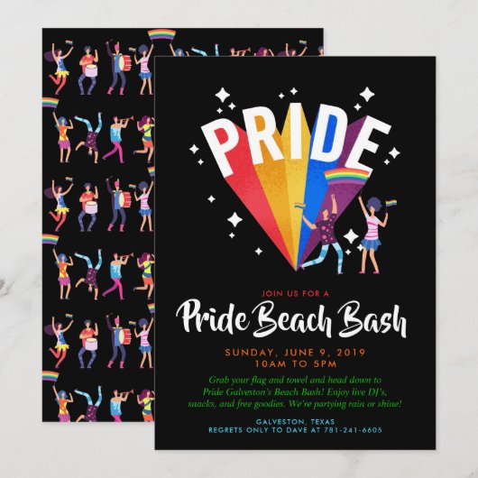 Uitnodiging voor Pride-feest | PRIDE (Voorkant / Achterkant)