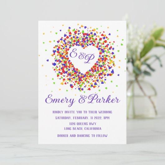 uitnodiging voor Pride Heart Wreath Wedding (Staand voorkant)