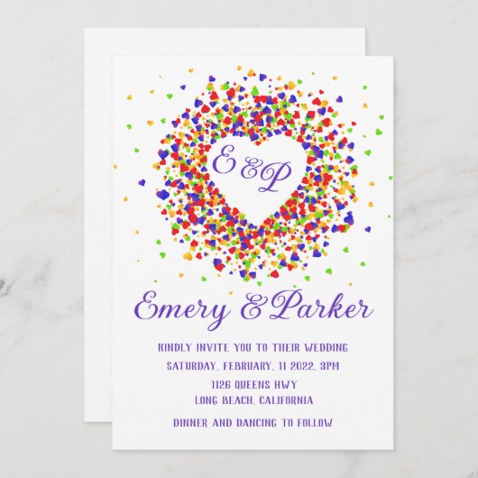 uitnodiging voor Pride Heart Wreath Wedding (Voorkant / Achterkant)