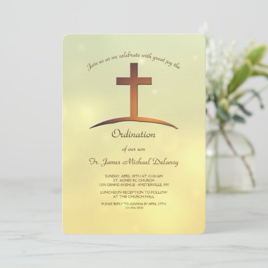 Uitnodiging voor priesterwijding Heilige Kruis (Staand voorkant)