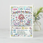 Uitnodiging voor Princess Pool Pop Star-feestje (Staand voorkant)