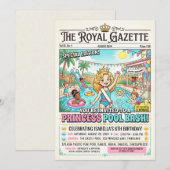 Uitnodiging voor Princess Pool REDACTIE-feest (Voorkant / Achterkant)