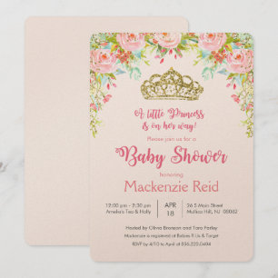 Uitnodiging voor prinses bloem baby shower