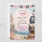 Uitnodiging voor prinses en piraat verjaardagsfees (Voorkant)