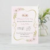 Uitnodiging voor prinses roze gouden baby shower (Staand voorkant)