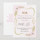 Uitnodiging voor prinses roze gouden baby shower (Voorkant / Achterkant)