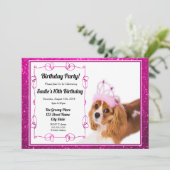 Uitnodiging voor prinses verjaardag Cavalier King (Staand voorkant)