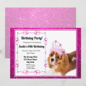 Uitnodiging voor prinses verjaardag Cavalier King (Voorkant / Achterkant)