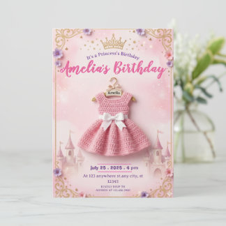 Uitnodiging voor prinses verjaardag met gehaakt j