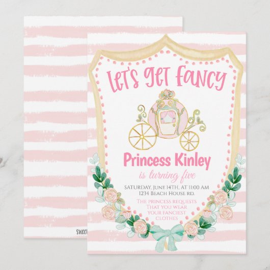 Uitnodiging voor prinses verjaardagsfeestje (Voorkant / Achterkant)