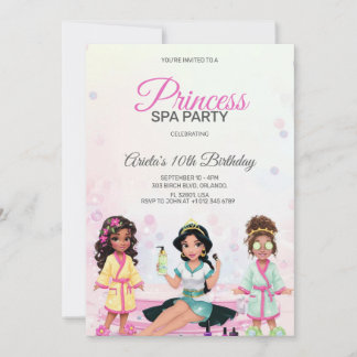 Uitnodiging voor prinsessen spa feest verjaardag