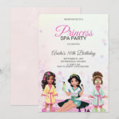 Uitnodiging voor prinsessen spa feest verjaardag (Voorkant / Achterkant)