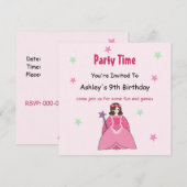 Uitnodiging voor prinsessen verjaardagsfeestje (Voorkant / Achterkant)