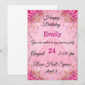 Uitnodiging voor prinsessen verjaardagsfeestje | R (Voorkant / Achterkant)