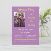 Uitnodiging voor prinsessenfeest met madeliefkroon (Staand voorkant)