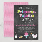Uitnodiging voor prinsessenpyjamafeest met schoolb (Voorkant / Achterkant)