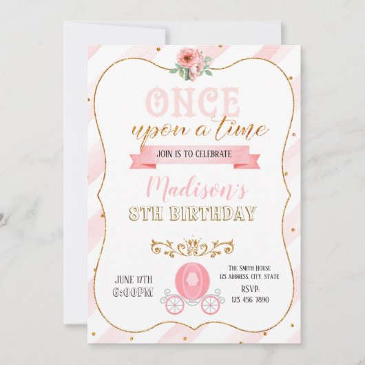 Uitnodiging voor prinsessenverjaardag (Voorkant)