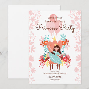 Uitnodiging voor prinsessenverjaardag, Bewerkbare 