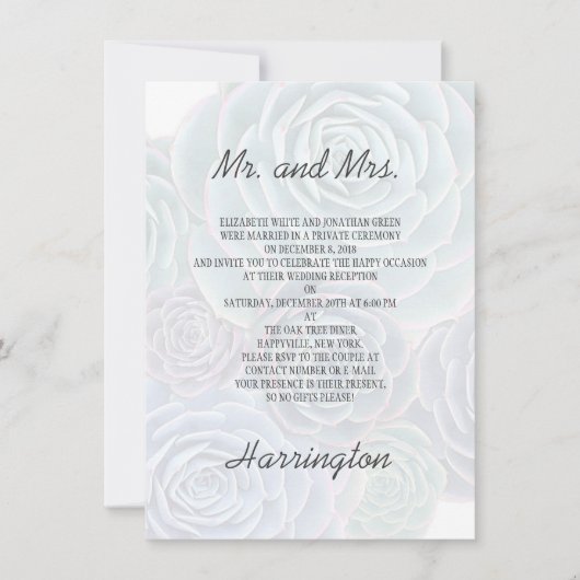 Uitnodiging voor privé-huwelijksreceptie met vetpl (Voorkant)