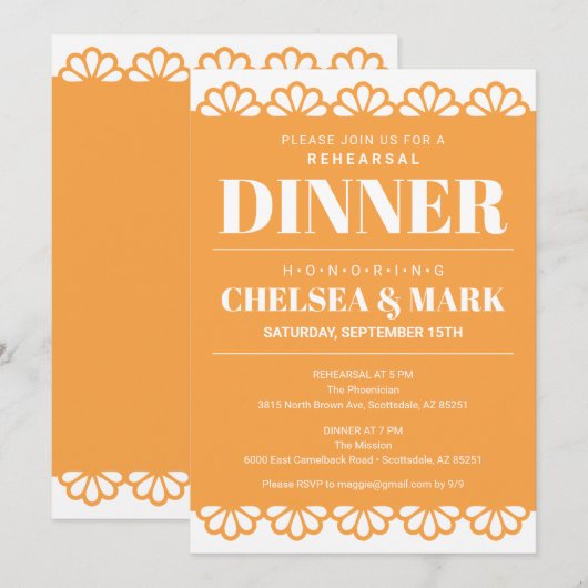 Uitnodiging voor proefdiners met Papel Picado (Voorkant / Achterkant)