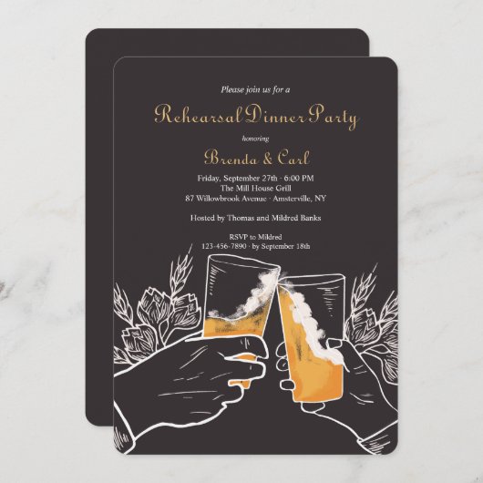 Uitnodiging voor proefdiners voor huwelijksgelofte (Voorkant / Achterkant)