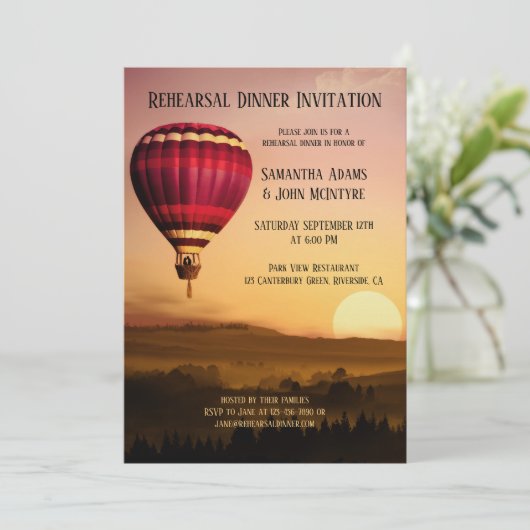 Uitnodiging voor proefdinervoor hete luchtballon b (Staand voorkant)