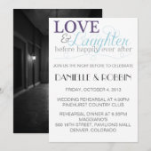 Uitnodiging voor proefhuwelijk met liefde en lache (Voorkant / Achterkant)