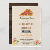 Uitnodiging voor proefhuwelijksdiner met pizzathem (Voorkant / Achterkant)